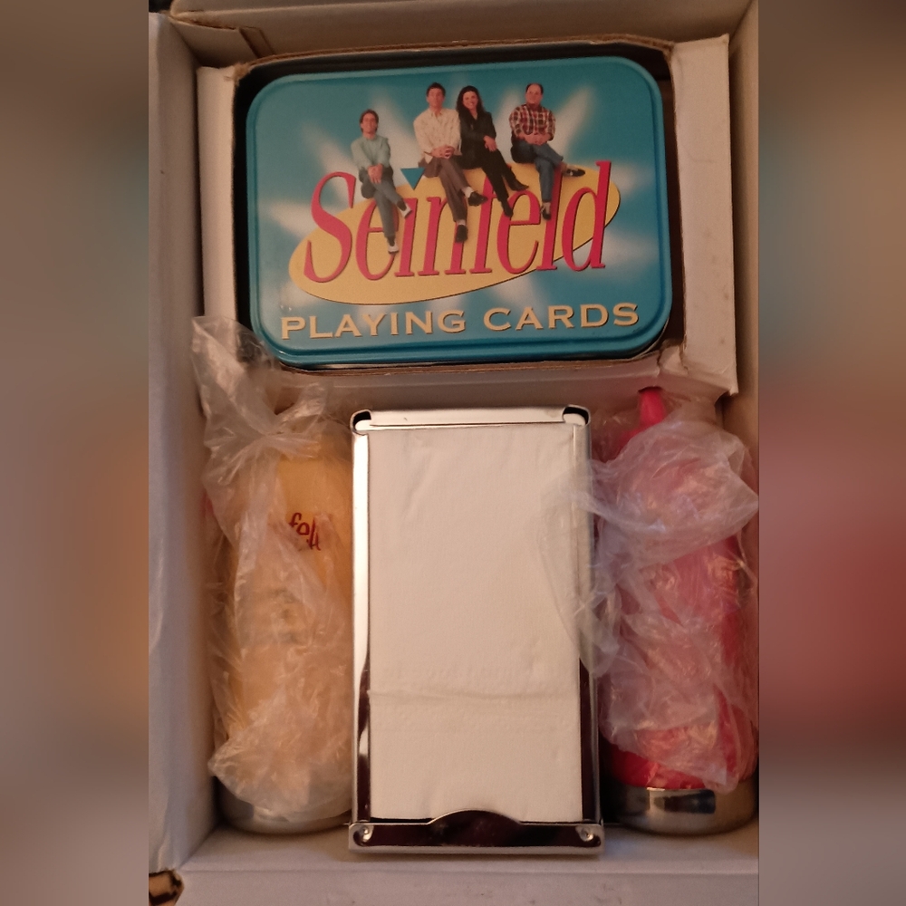 Seinfeld Salt & Pepper, Napkin Dispenser, Screenplay, & Cards Set